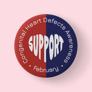 Badge Rond 5 Cm Défauts Cardiaques Congénitaux Rouge Et Bleu Sensi