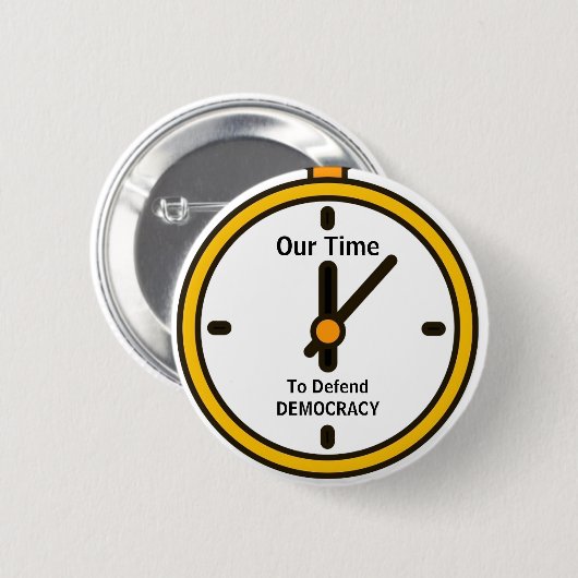 Badge Rond 5 Cm Defend Democracy Button (Devant & derrière)