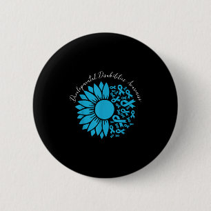 Badge Rond 5 Cm Déficiences développementales Ruban bleu Tournesol