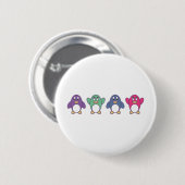 Badge Rond 5 Cm Défilé de pingouin (Devant & derrière)