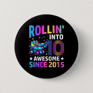 Badge Rond 5 Cm Défilement dans des patins à roulettes de 10 ans p