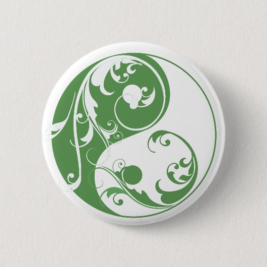 Badge Rond 5 Cm Défilement Yin & Yang (vert) (Devant)