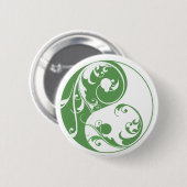 Badge Rond 5 Cm Défilement Yin & Yang (vert) (Devant & derrière)