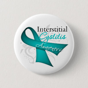 Badge Rond 5 Cm Défiler Ruban Interstitiel Cystite Sensibilisation