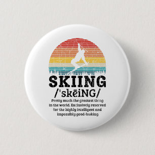 Badge Rond 5 Cm Définition du ski drôle rétro vintage skieur Sk