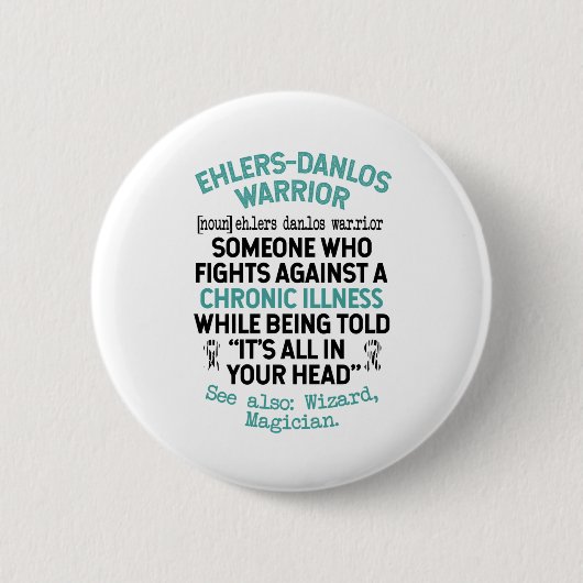 Badge Rond 5 Cm Définition Ehlers Danlos Warrior (Devant)