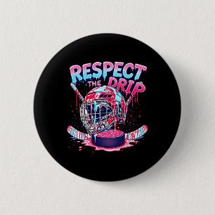 Badge Rond 5 Cm Dégoulinade de hockey pour garçons glace dégoulina