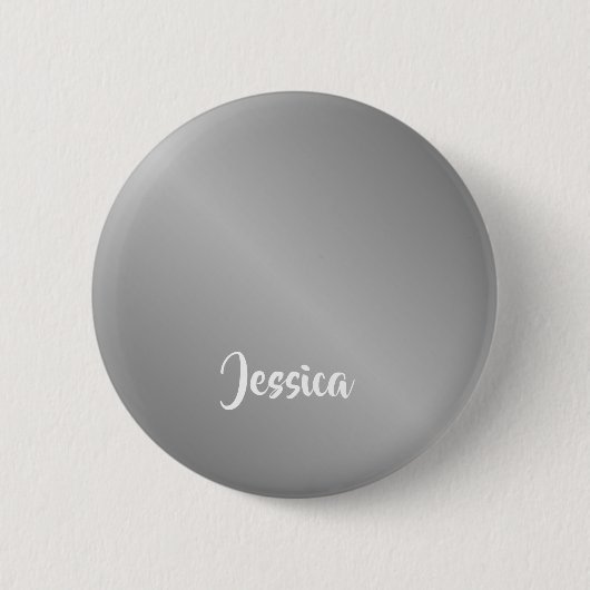 Badge Rond 5 Cm dégradé d'argent de nom personnalisé (Devant)