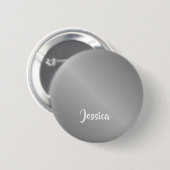 Badge Rond 5 Cm dégradé d'argent de nom personnalisé (Devant & derrière)