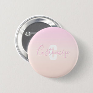 Badge Rond 5 Cm Dégradé ombré rose clair et pêche Nom & Monogramme