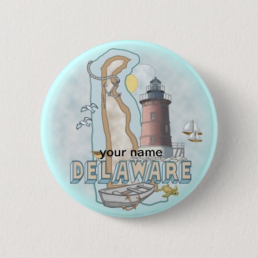 Badge Rond 5 Cm Delaware Phare pin bouton (Devant)