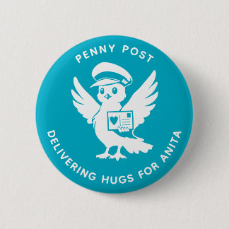 Badge Rond 5 Cm Delivering Hugs Penny Post Bird