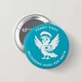 Badge Rond 5 Cm Delivering Hugs Penny Post Bird (Devant & derrière)