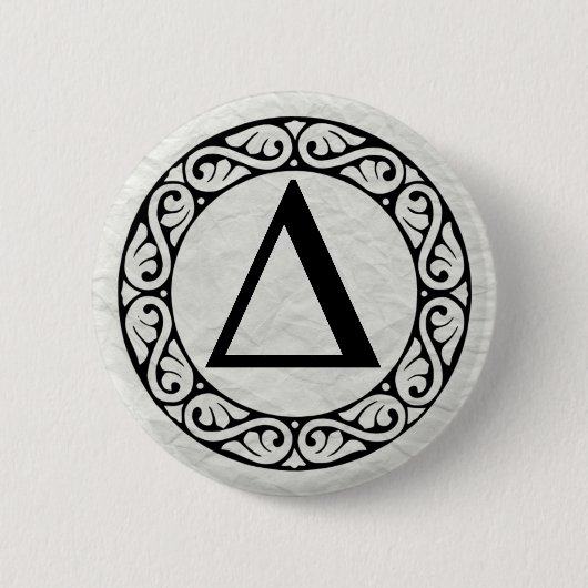 Badge Rond 5 Cm Delta de lettre d'alphabet grec (Devant)