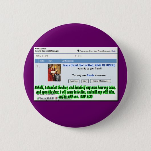 Badge Rond 5 Cm Demande d'ami de Jésus (Devant)