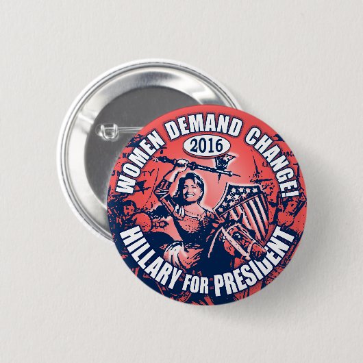 Badge Rond 5 Cm Demande Hillary 2016 de femmes (Devant & derrière)