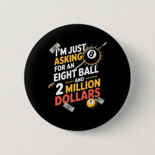 Badge Rond 5 Cm Demander Huit Ball Jeu De Sport Joueur Billard