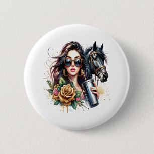 Badge Rond 5 Cm Demandez-Moi À Propos De Cheval Drôle Cheval