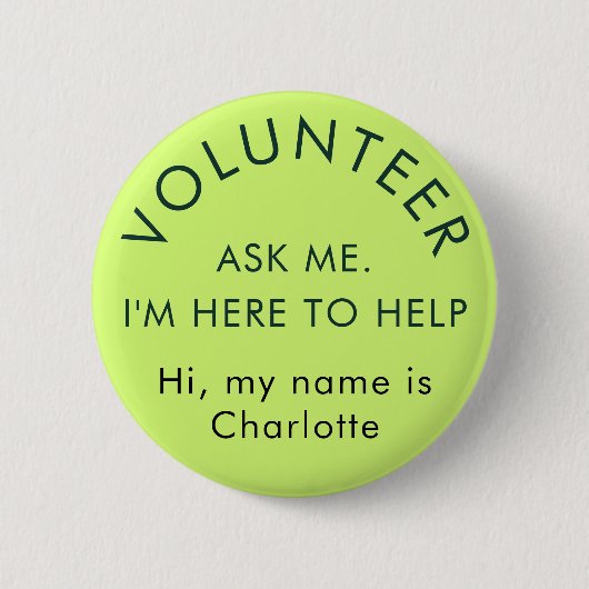 Badge Rond 5 Cm Demandez-moi Volontaire moderne Nom personnalisé (Devant)