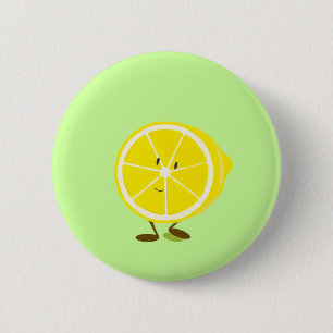 Badge Rond 5 Cm Demi de caractère de sourire de citron
