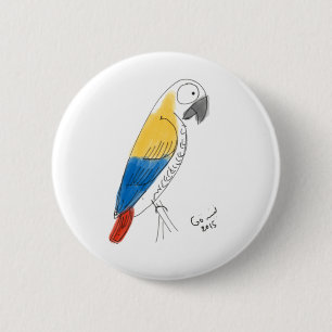 Badge Rond 5 Cm demi de perroquet de couleur