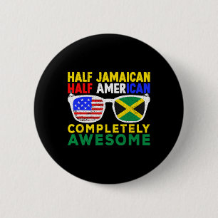 Badge Rond 5 Cm Demi-Jamaïcain Demi-Américain Fête de l'Indépendan