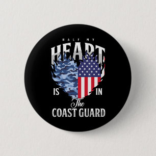Badge Rond 5 Cm Demi Mon Coeur En Garde Côtière USA Drapeau Marine