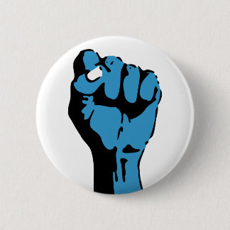 Badge Rond 5 Cm démocrate de sang bleu : poing