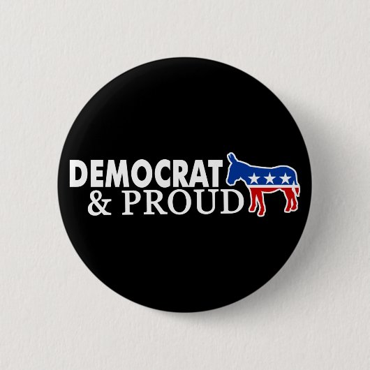 Badge Rond 5 Cm Démocrate et fier (Devant)