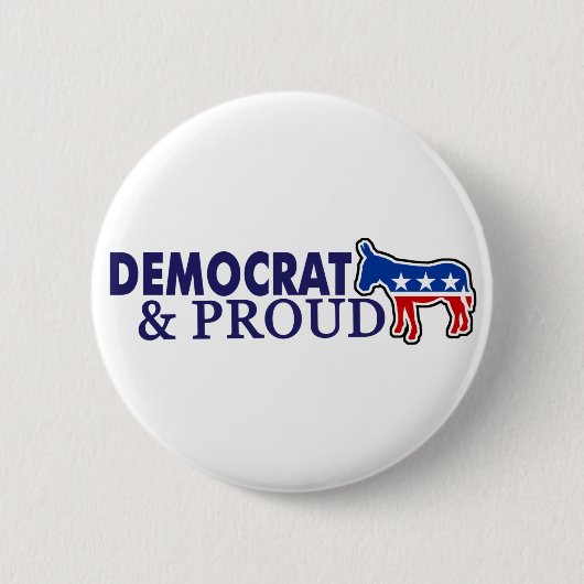 Badge Rond 5 Cm Démocrate et fier (Devant)