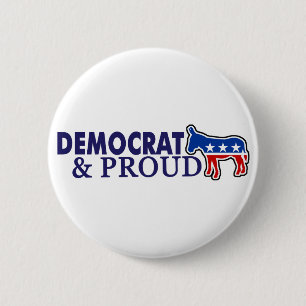 Badge Rond 5 Cm Démocrate et fier
