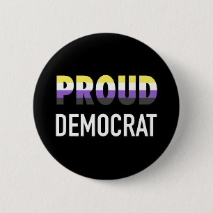 Badge Rond 5 Cm Démocrate Fière Non Binaire