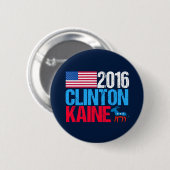 Badge Rond 5 Cm Démocrate Hillary Clinton Tim Kaine 2016 (Devant & derrière)