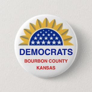 Badge Rond 5 Cm Démocrates du comté de Bourbon, bouton Kansas