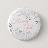 Badge Rond 5 Cm Demoiselle d'honneur bouton rose et gris (Devant)