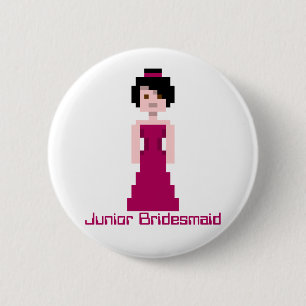 Badge Rond 5 Cm Demoiselle d'honneur de pixel - rouge foncé -