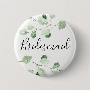 Badge Rond 5 Cm demoiselle d'honneur eucalyptus