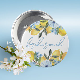 Badge Rond 5 Cm Demoiselle d'honneur Lemon Réception de mariage Pi