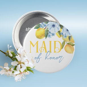 Badge Rond 5 Cm Demoiselle d'Honneur Lemon Shower de Mariage Éping