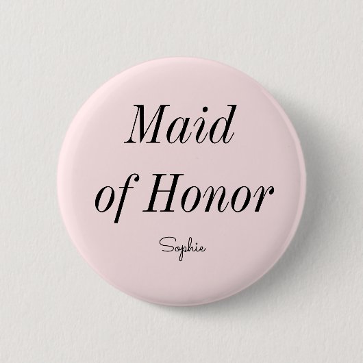 Badge Rond 5 Cm Demoiselle d'honneur Rose Blush Mariage  (Devant)