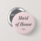 Badge Rond 5 Cm Demoiselle d'honneur Rose Blush Mariage  (Devant & derrière)