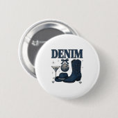 Badge Rond 5 Cm Denim And Diamonds Western Fashion Boots Bling Rod (Devant & derrière)