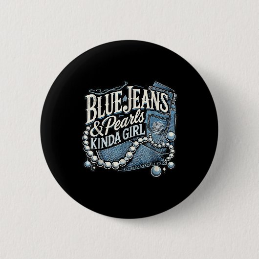 Badge Rond 5 Cm Denim Fabric Bleu Jeans Perles Jeans maigre Lover (Devant)