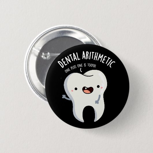 Badge Rond 5 Cm Dental Arithmétique Funny Dot Pun Dark BG (Devant & derrière)