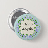 Badge Rond 5 Cm Dentelle bleu Hydrangea dentelle Florale Formelle (Devant & derrière)