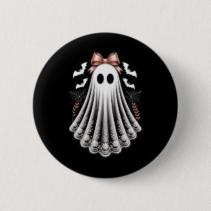 Badge Rond 5 Cm Dentelle Ghost Coquette Bow Femmes Filles Hallowee