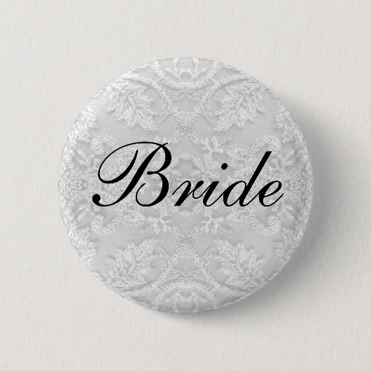 Badge Rond 5 Cm Dentelle Mariage mariée blanche (Devant)