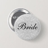 Badge Rond 5 Cm Dentelle Mariage mariée blanche (Devant & derrière)