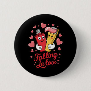 Badge Rond 5 Cm Dentifrice de la Saint-Valentin Brosse à dents Amo