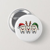 Badge Rond 5 Cm Dentiste Noël Dental Père Noël Floss Xmas Tree (Devant & derrière)